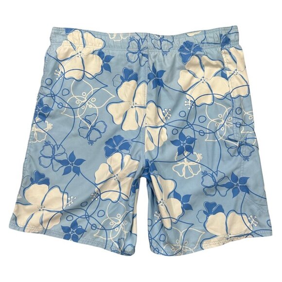 Duck Head Blue White Tropical Floral Print Board Shorts Swim Trunks Size XL - Picture 2 of 8